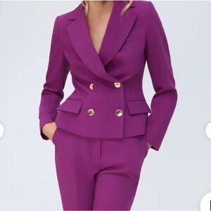 Zara double breasted purple blazer